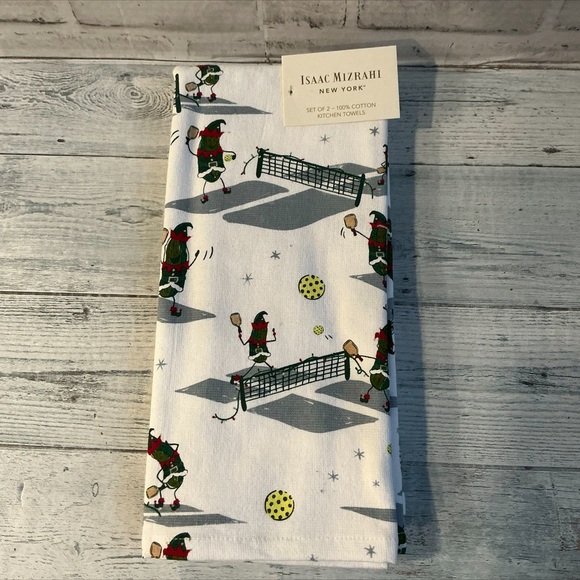 Isaac Mizrahi New York Set of 2 Pickleball Elf Games Kitchen Towels - 28x18 - Picture 3 of 4